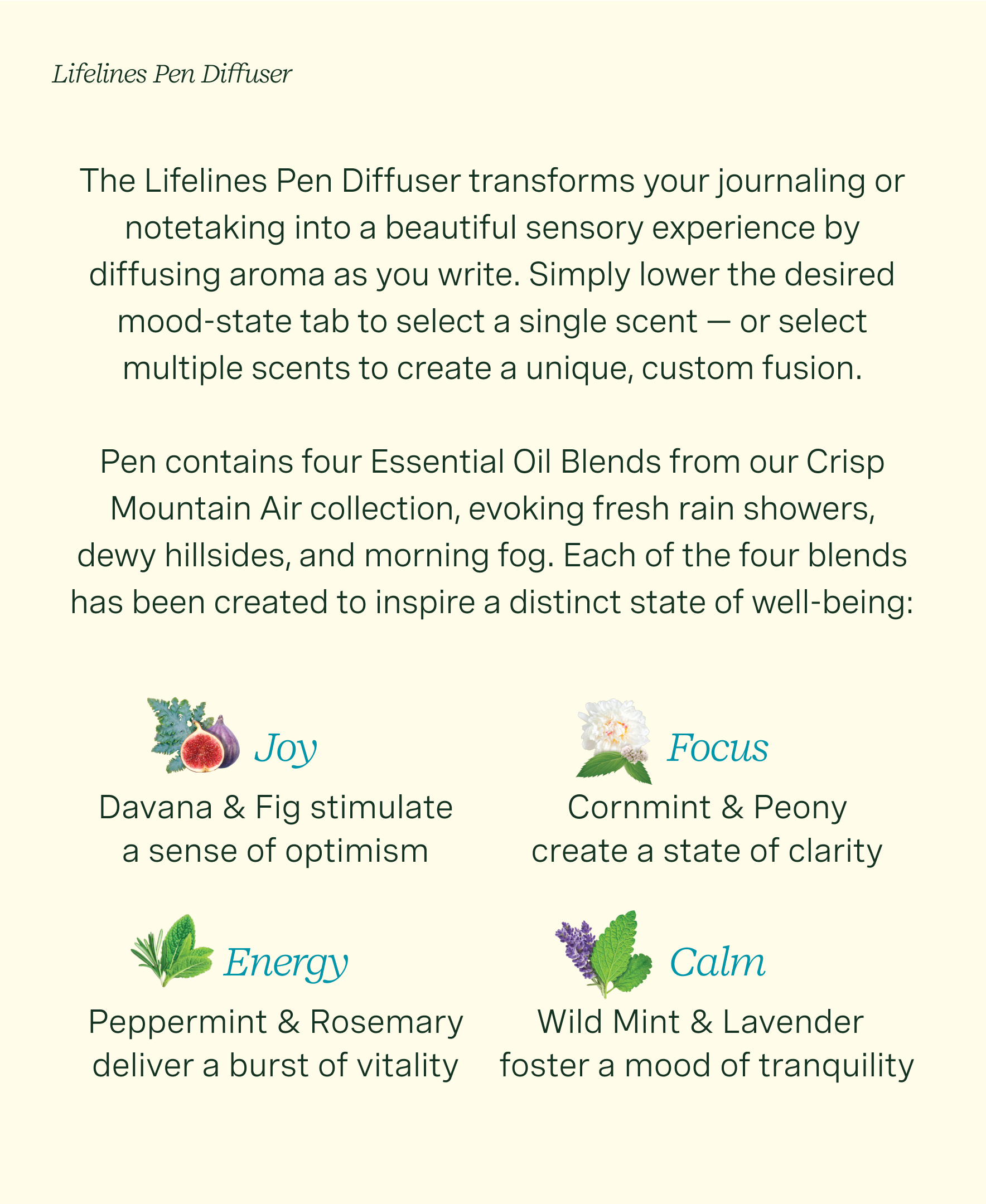 Lifelines Pen Diffuser with Essential Oil Blend - Crsip Mountain Air