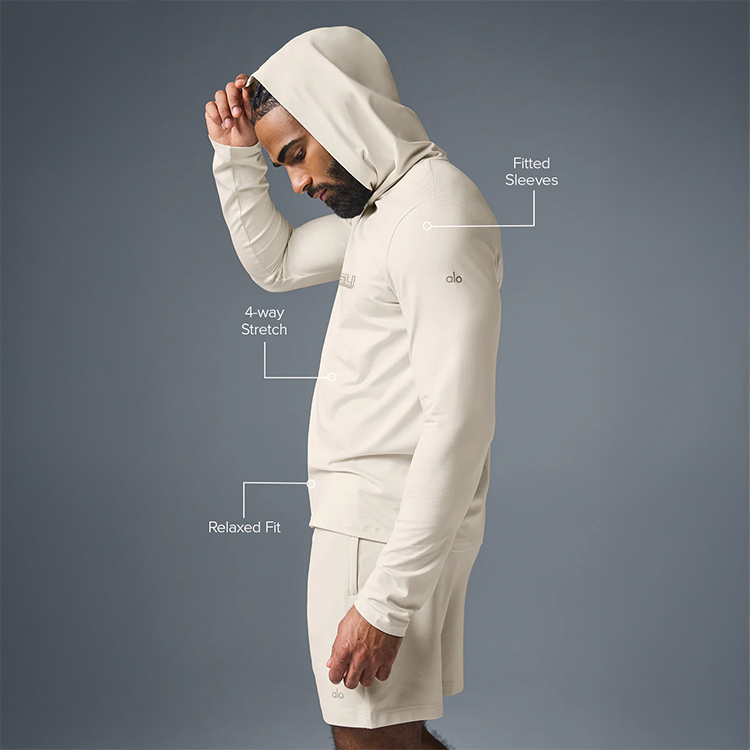 Alo - Men's Conquer Reform Lightweight Hoodie - Bone