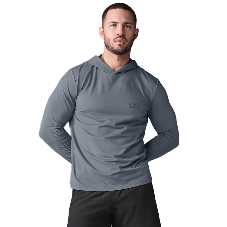 Alo - Men's Conquer Reform Lightweight Hoodie - Steel Blue