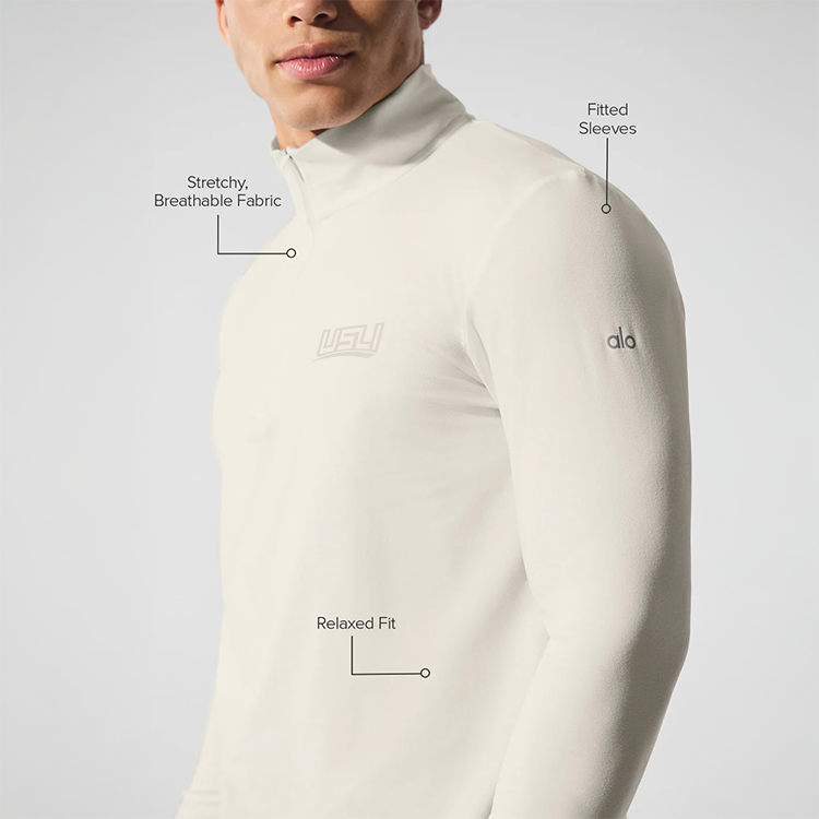 Alo - Men's Conquer 1/4 Zip Reform Long Sleeve - Bone