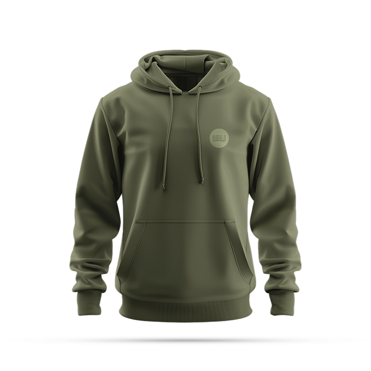 Monochrome Pullover Hoodie - Fatigue Green