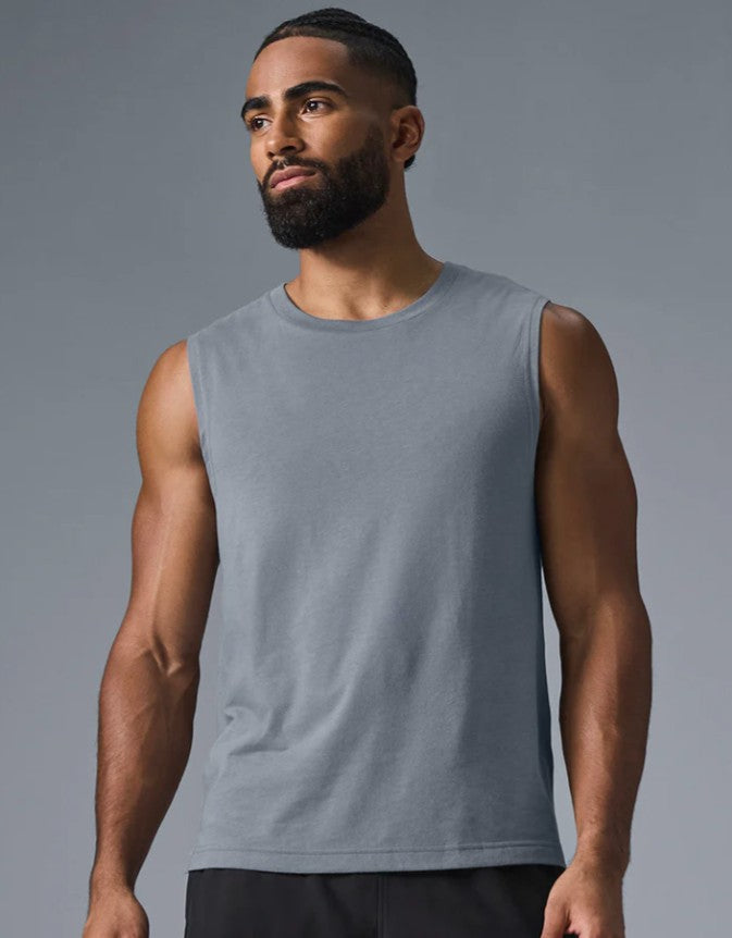 Alo - Men's Conquer Muscle Tank- Steel Grey