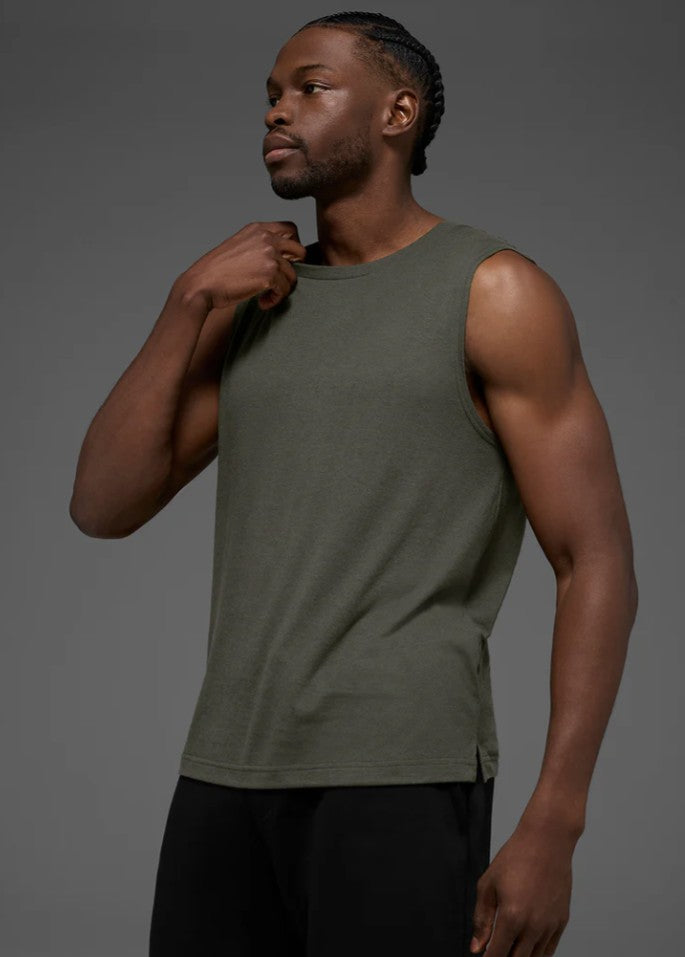 Alo - Men's Conquer Muscle Tank- Stealth Green