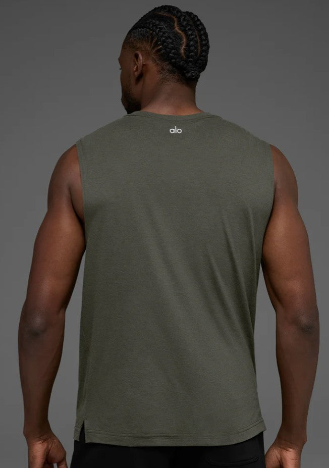 Alo - Men's Conquer Muscle Tank- Stealth Green