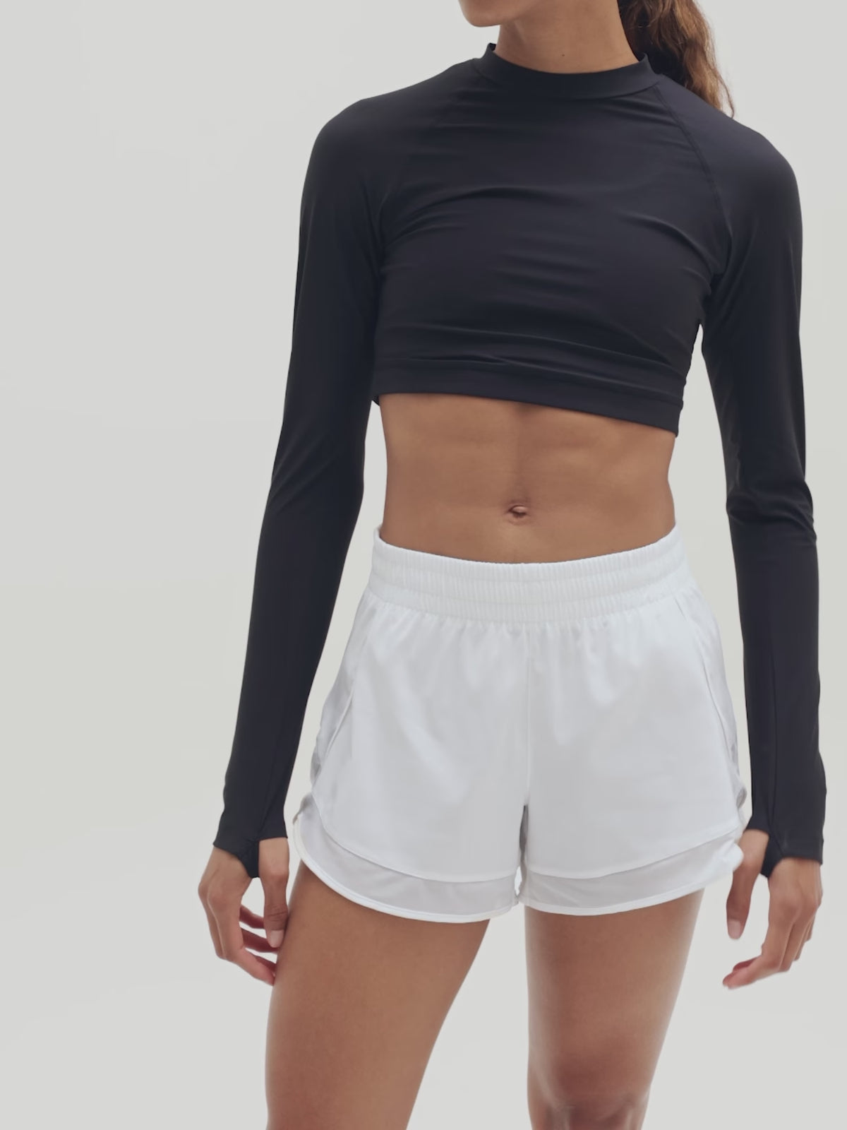 Athleta Women's Mesh Racer Running Short - White