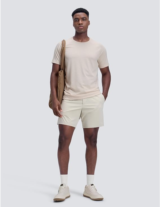 CRZ YOGA Mens Linerless Motion Shorts - Mojave Tan