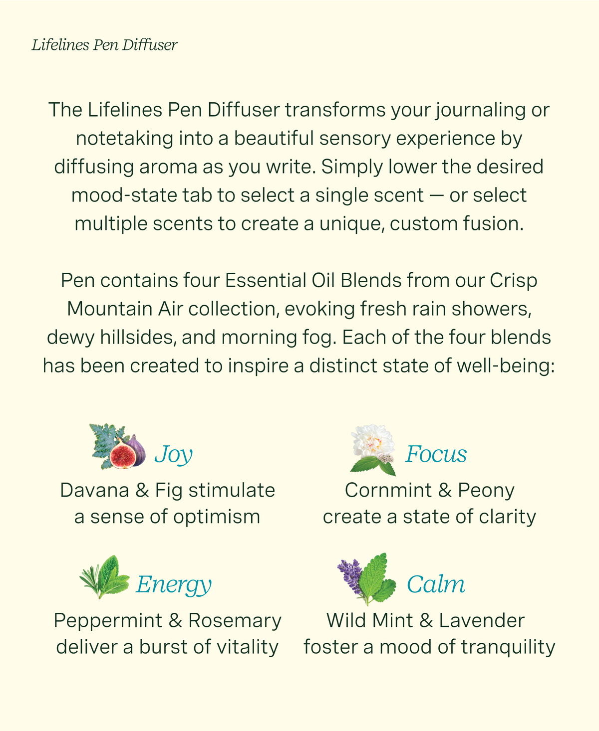 Lifelines Pen Diffuser with Essential Oil Blend - Crsip Mountain Air