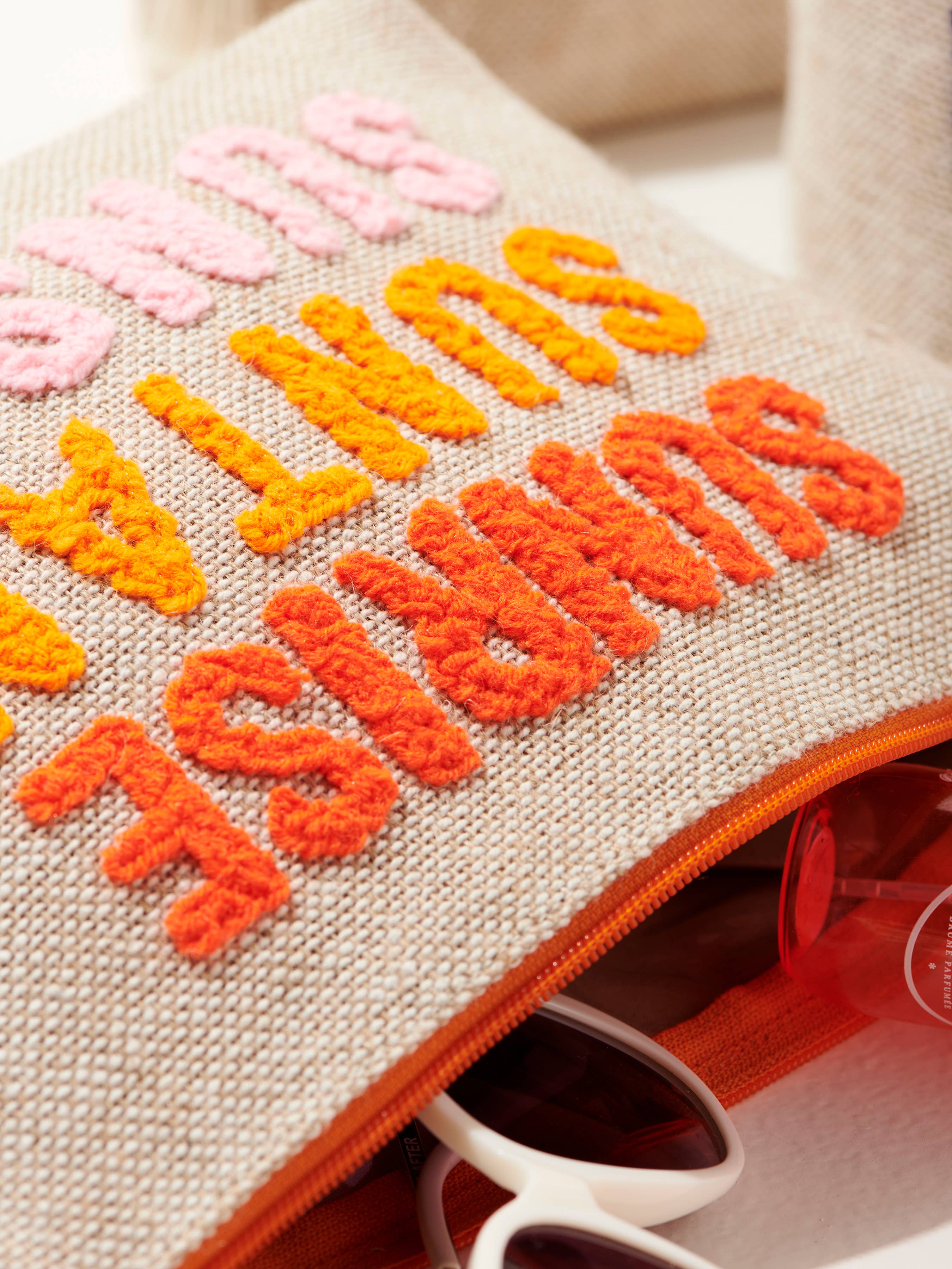 "SUNRISE SUNTAN SUNSET" ZIP POUCH