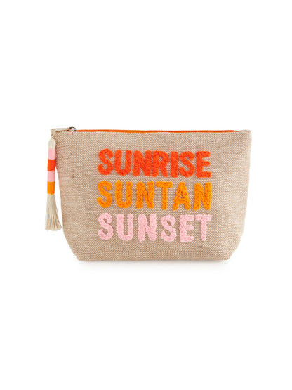 "SUNRISE SUNTAN SUNSET" ZIP POUCH