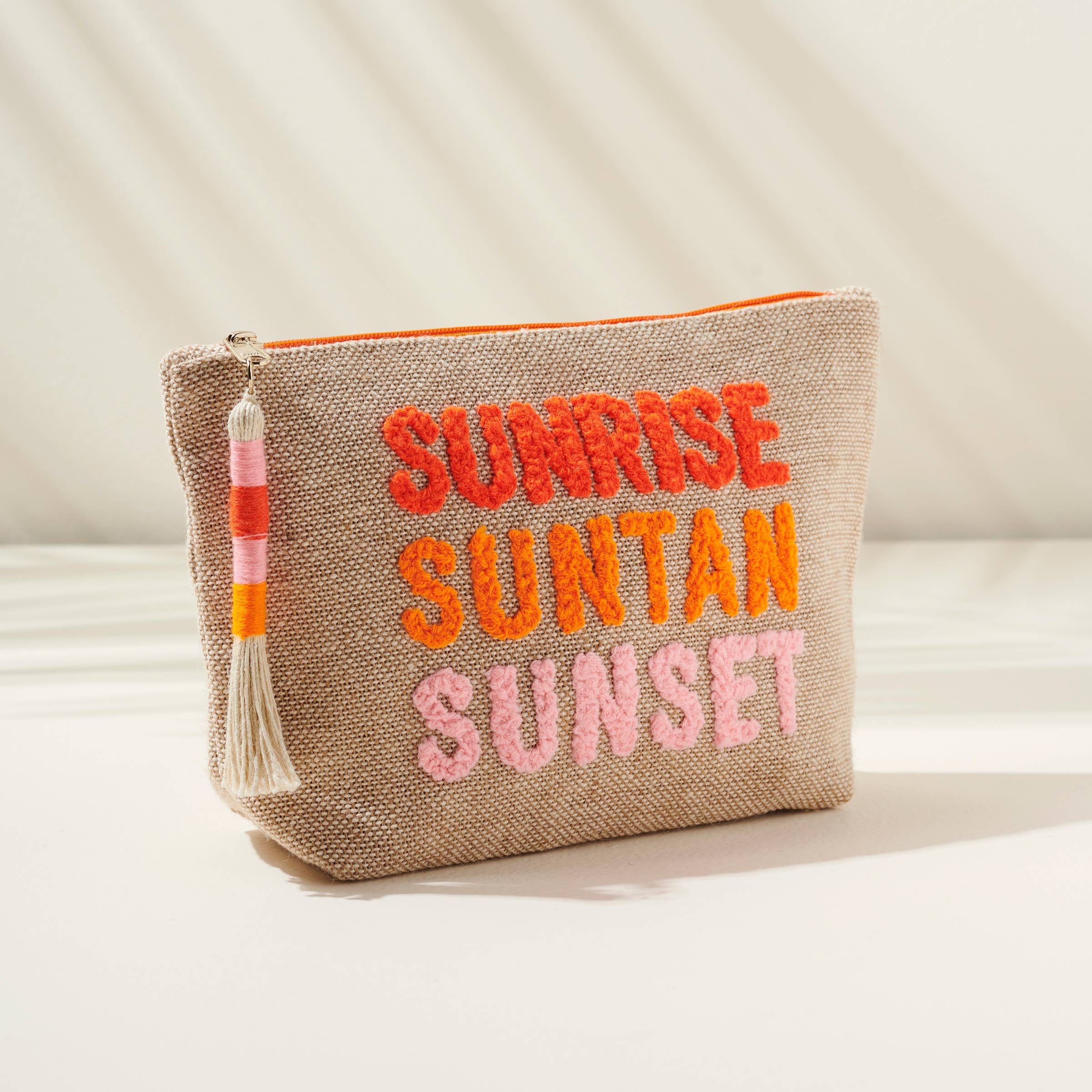 "SUNRISE SUNTAN SUNSET" ZIP POUCH