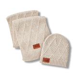 Leeman Trellis Knit Scarf + Beanie Gift Set - Oatmeal