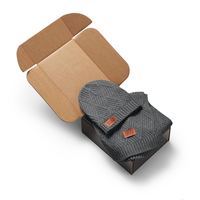 Leeman Trellis Knit Scarf + Beanie Gift Set - Charcoal Heather