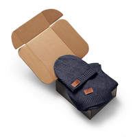 Leeman Trellis Knit Scarf + Beanie Gift Set - Navy