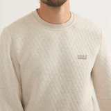 Marine Layer Men's Corbet Quilted Crewneck Pullover - Dark Oat Heather