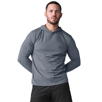 Alo - Men's Conquer Reform Lightweight Hoodie - Steel Blue