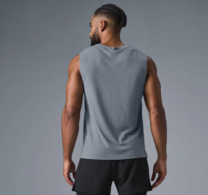 Alo - Men's Conquer Muscle Tank- Steel Grey