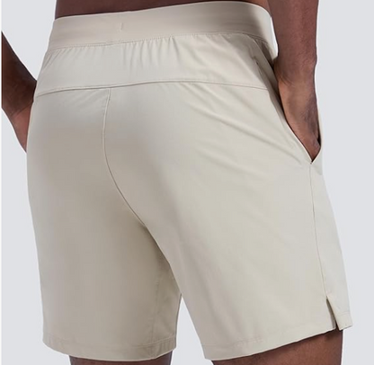CRZ YOGA Mens Linerless Motion Shorts - Mojave Tan