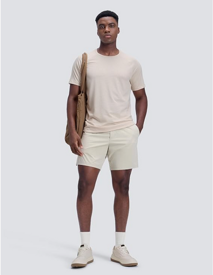 CRZ YOGA Mens Linerless Motion Shorts - Mojave Tan