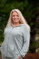 Women's California Wave Wash Full-Zip Hooded Sweatshirt- Sage